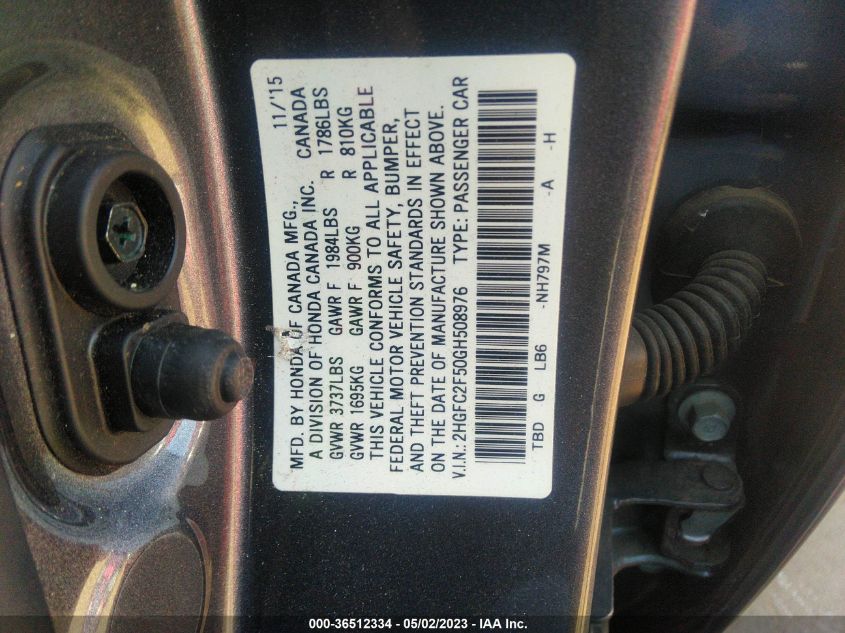 2016 HONDA CIVIC SEDAN LX - 2HGFC2F50GH508976