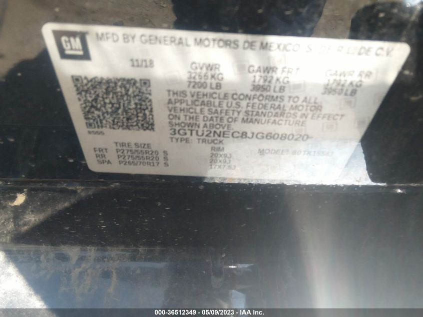 2018 GMC SIERRA 1500 SLT - 3GTU2NEC8JG608020