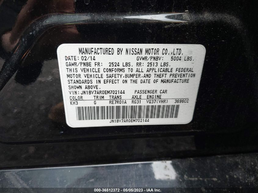 2014 INFINITI Q50 - JN1BV7AR0EM702144