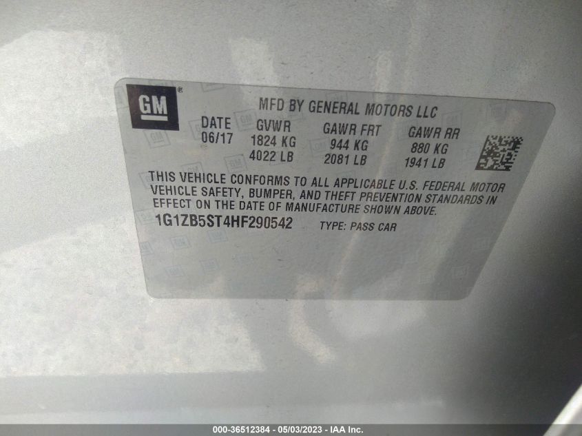 2017 CHEVROLET MALIBU LS - 1G1ZB5ST4HF290542