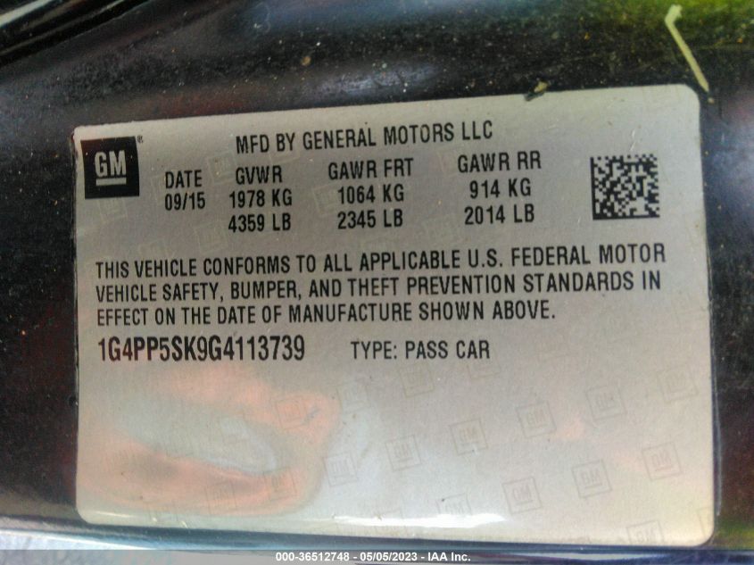 2016 BUICK VERANO - 1G4PP5SK9G4113739