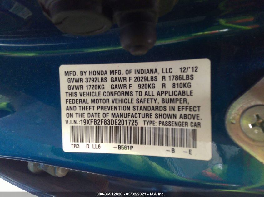 2013 HONDA CIVIC SDN EX - 19XFB2F83DE201725
