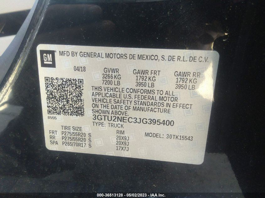 2018 GMC SIERRA 1500 SLT - 3GTU2NEC3JG395400