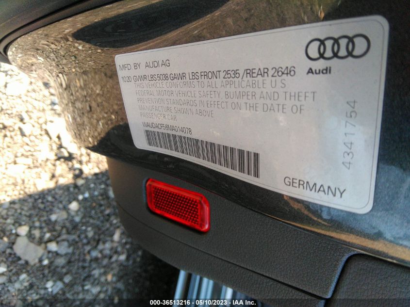 2021 AUDI A5 SPORTBACK S LINE PREMIUM - WAUDACF56MA014078
