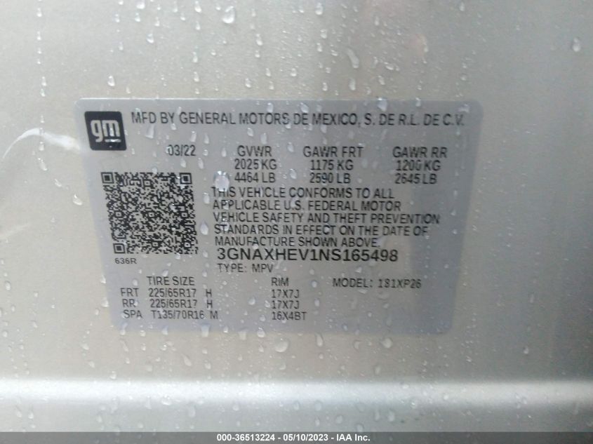 2022 CHEVROLET EQUINOX LS - 3GNAXHEV1NS165498