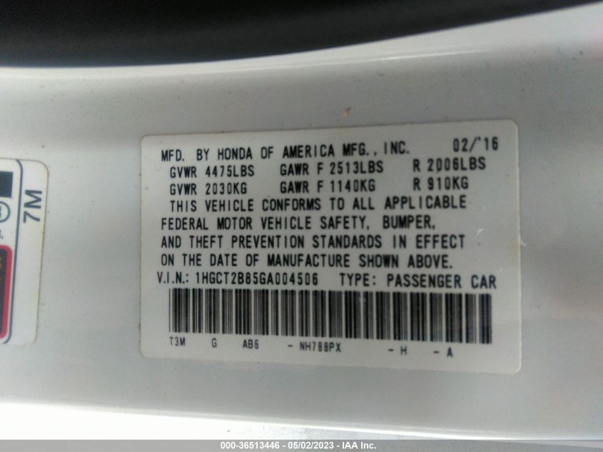 2016 HONDA ACCORD COUPE EX-L - 1HGCT2B85GA004506