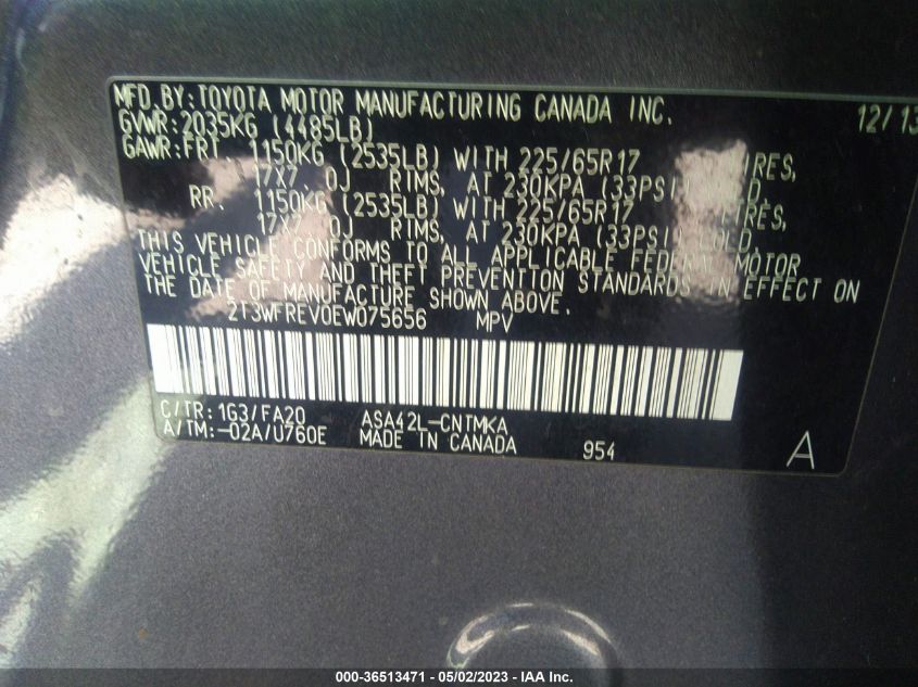 2014 TOYOTA RAV4 XLE - 2T3WFREV0EW075656