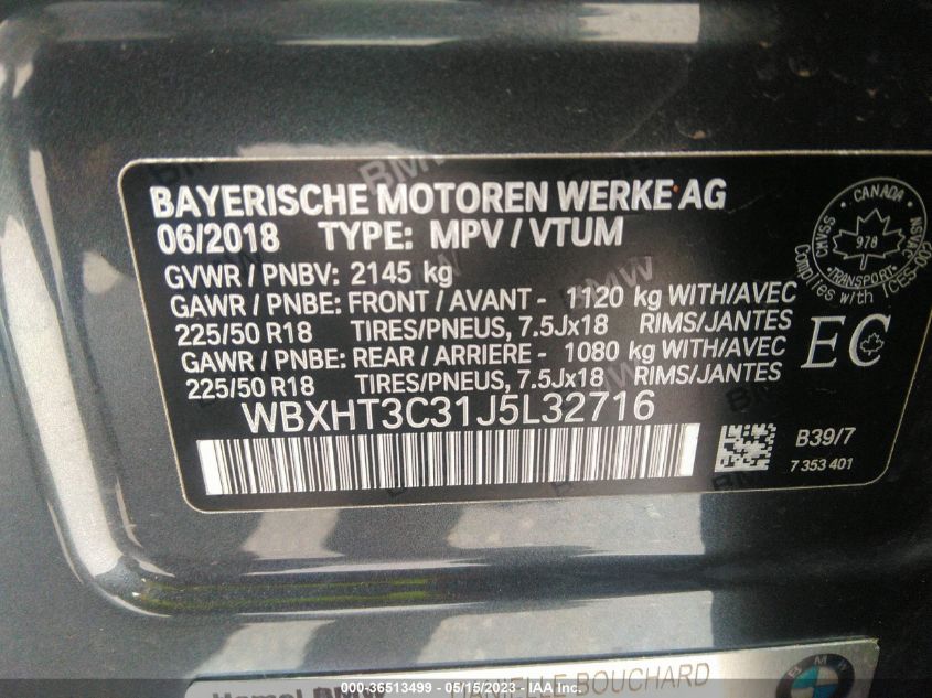2018 BMW X1 XDRIVE28I - WBXHT3C31J5L32716