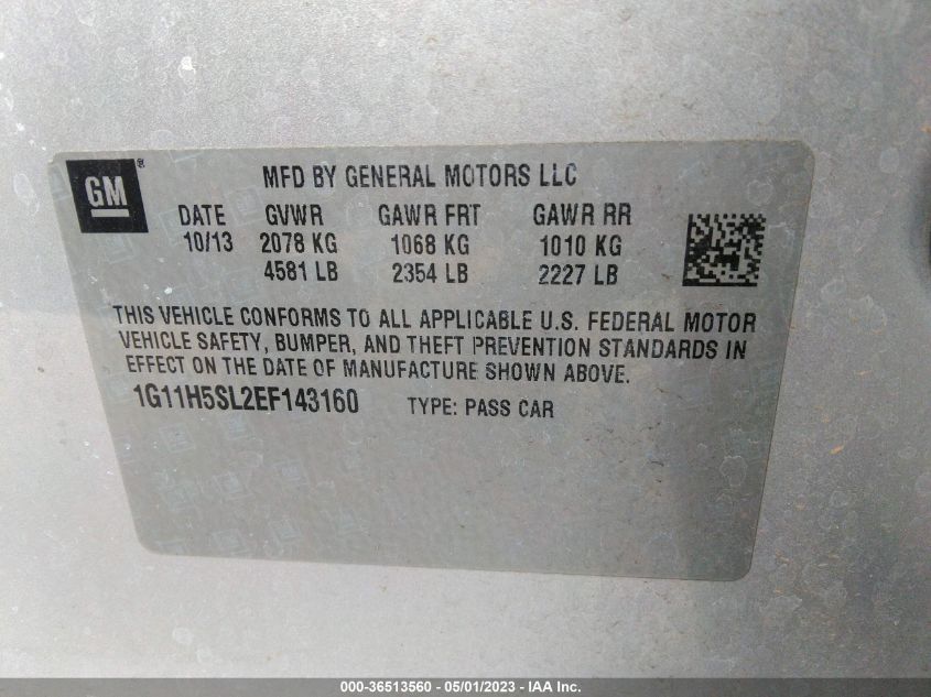 2014 CHEVROLET MALIBU LTZ - 1G11H5SL2EF143160