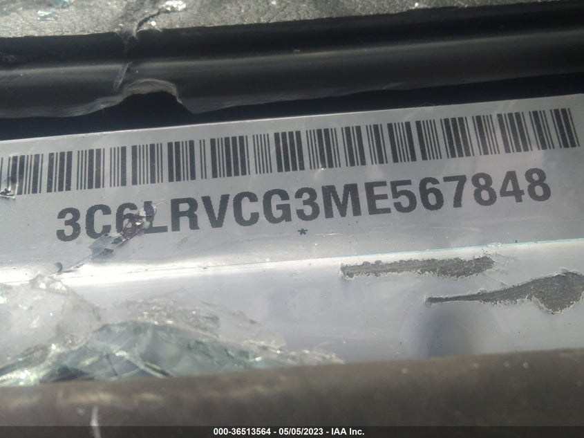 VIN 3C6LRVCG3ME567848 2021 RAM PROMASTER CARGO VAN
