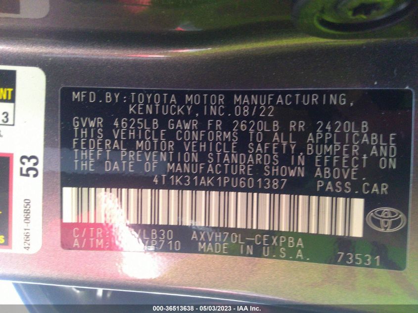 2023 TOYOTA CAMRY HYBRID XSE - 4T1K31AK1PU601387