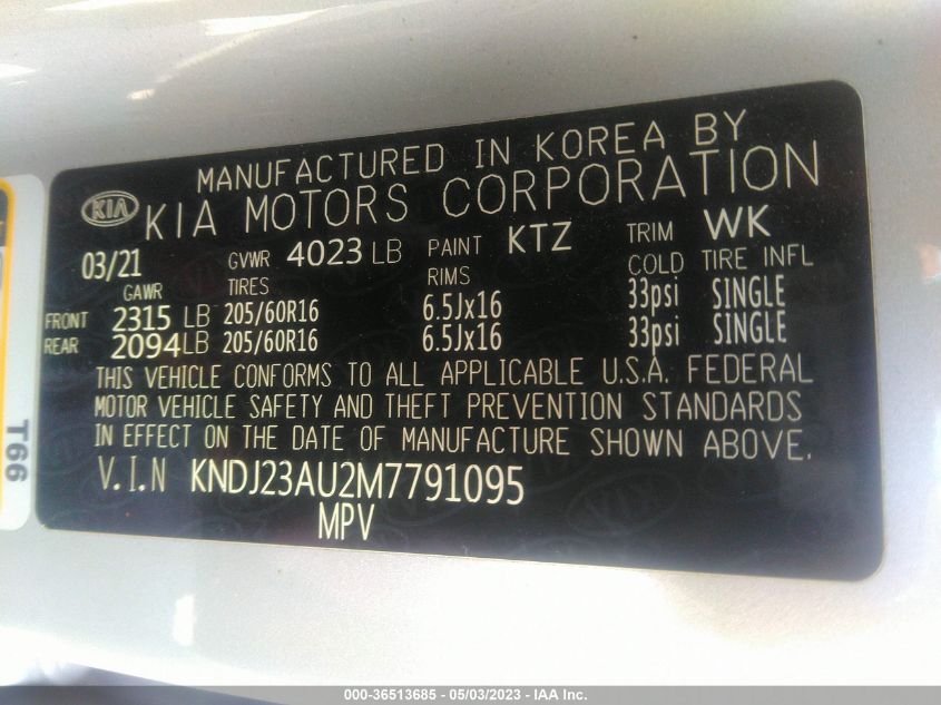 2021 KIA SOUL LX - KNDJ23AU2M7791095