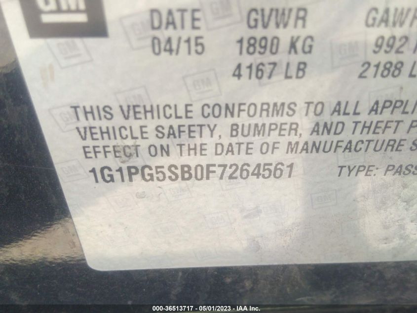 2015 CHEVROLET CRUZE LTZ - 1G1PG5SB0F7264561
