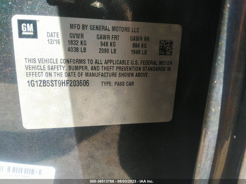2017 CHEVROLET MALIBU LS - 1G1ZB5ST9HF203606