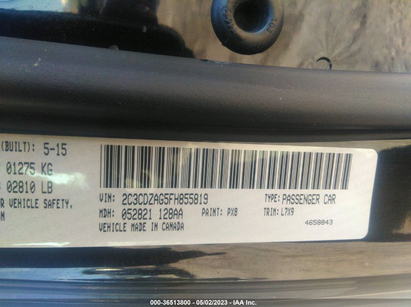 2015 DODGE CHALLENGER SXT - 2C3CDZAG5FH855819
