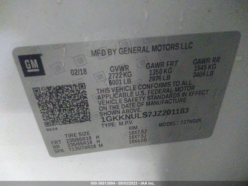 2018 GMC ACADIA SLT - 1GKKNULS7JZ201183