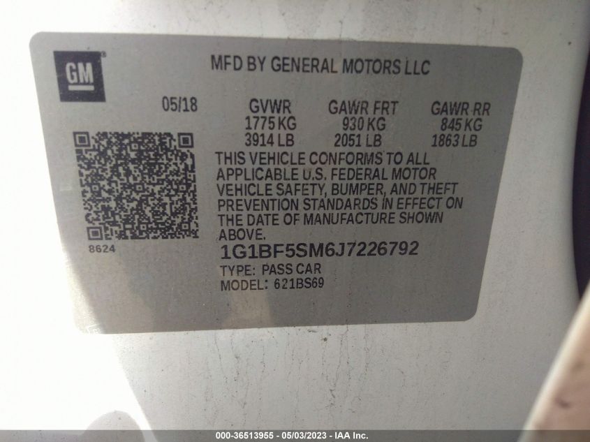 2018 CHEVROLET CRUZE PREMIER - 1G1BF5SM6J7226792