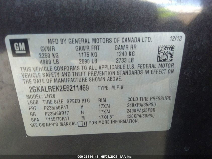 2014 GMC TERRAIN SLE - 2GKALREK2E6211469