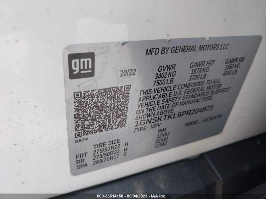 2023 CHEVROLET TAHOE HIGH COUNTRY - 1GNSKTKL6PR204973