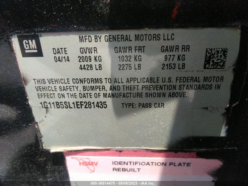 2014 CHEVROLET MALIBU LS - 1G11B5SL1EF281435
