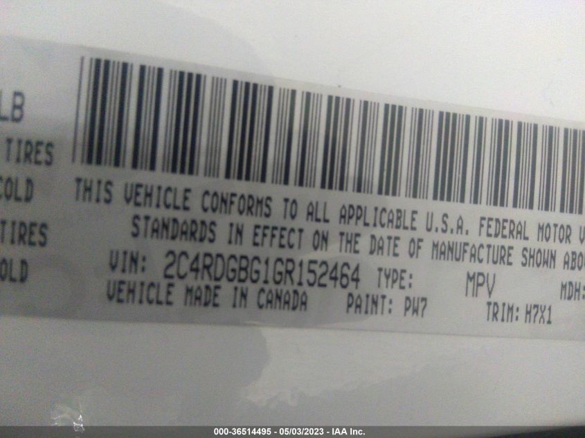 2016 DODGE GRAND CARAVAN SE - 2C4RDGBG1GR152464