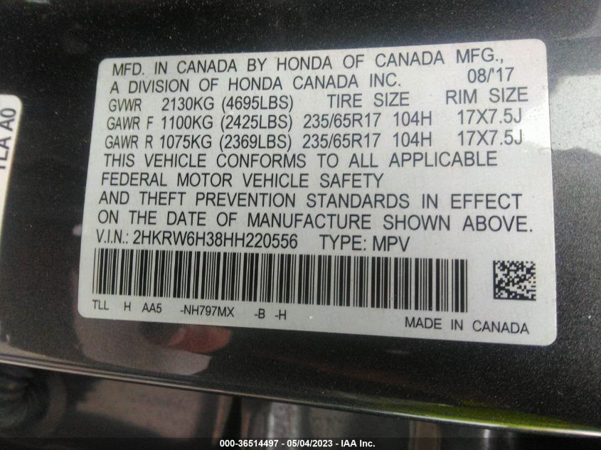 2017 HONDA CR-V LX - 2HKRW6H38HH220556
