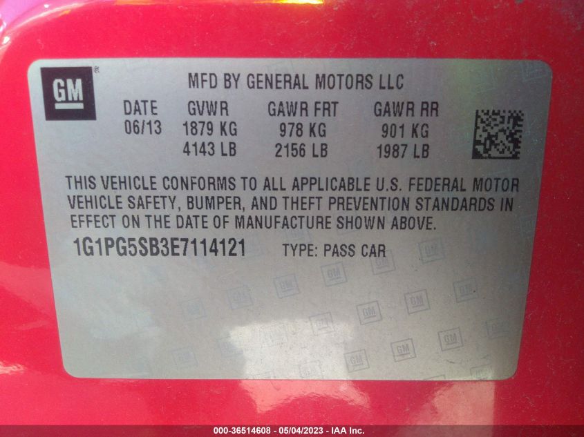 2014 CHEVROLET CRUZE LTZ - 1G1PG5SB3E7114121
