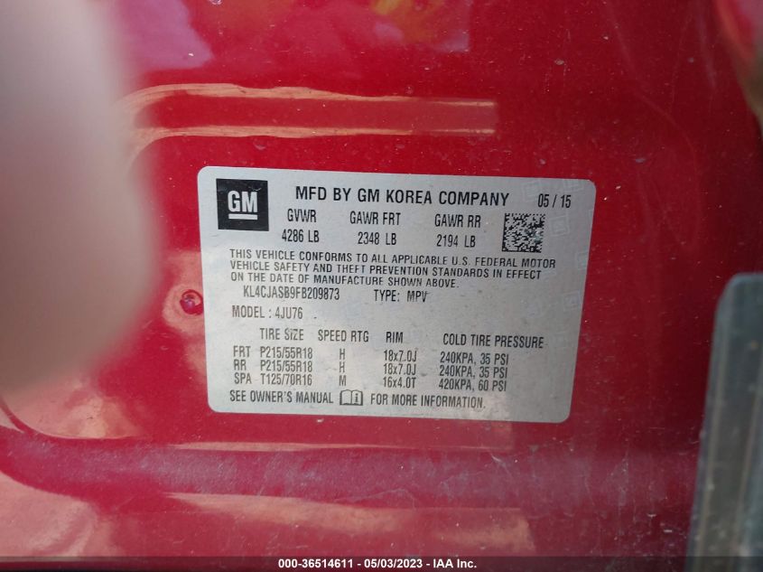 2015 BUICK ENCORE - KL4CJASB9FB209873