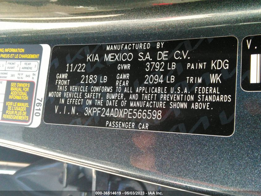 2023 KIA FORTE LXS - 3KPF24ADXPE566598