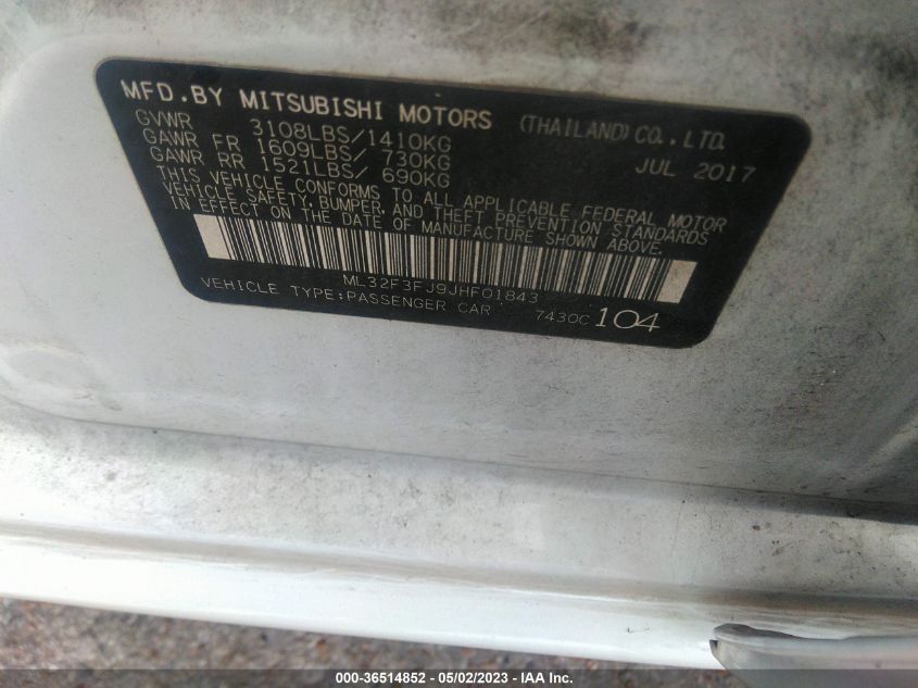 2018 MITSUBISHI MIRAGE G4 ES - ML32F3FJ9JHF01843