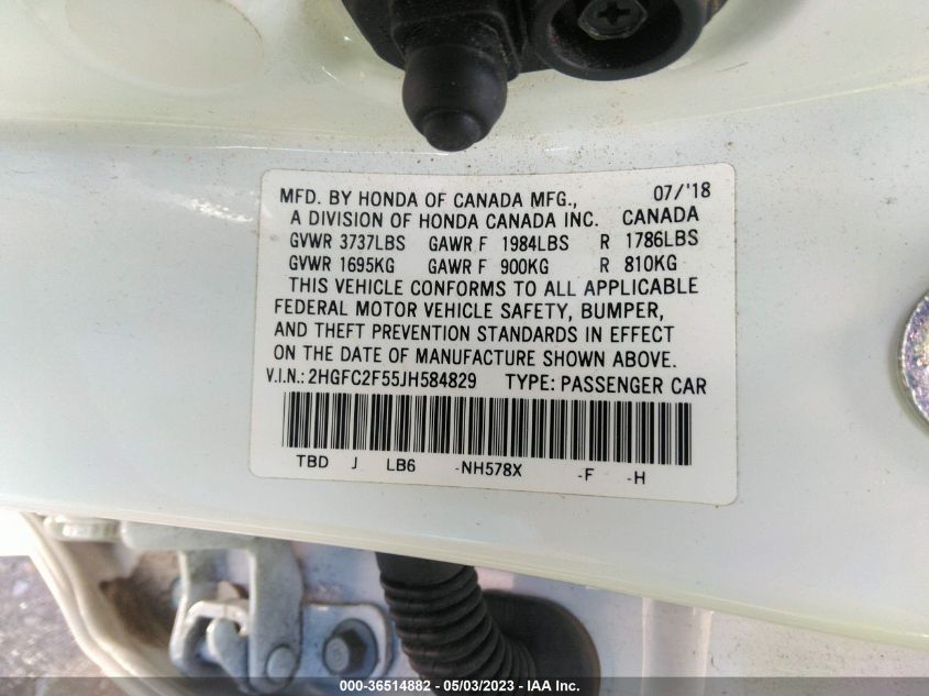 2018 HONDA CIVIC SEDAN LX - 2HGFC2F55JH584829