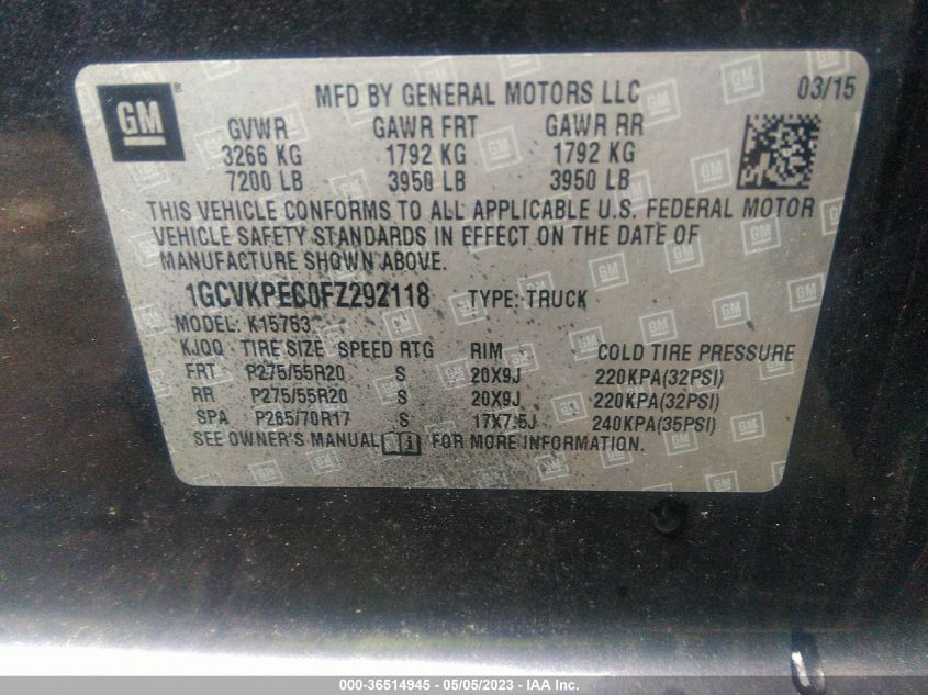 2015 CHEVROLET SILVERADO 1500 LS - 1GCVKPEC0FZ292118