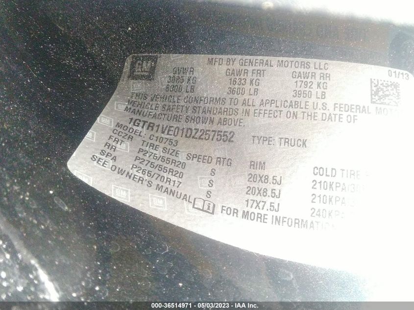 2013 GMC SIERRA 1500 SLE - 1GTR1VE01DZ257552