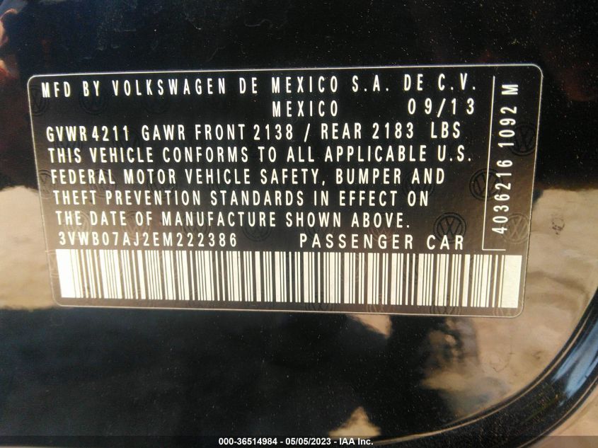 2014 VOLKSWAGEN JETTA SEDAN SE W/CONNECTIVITY - 3VWB07AJ2EM222386