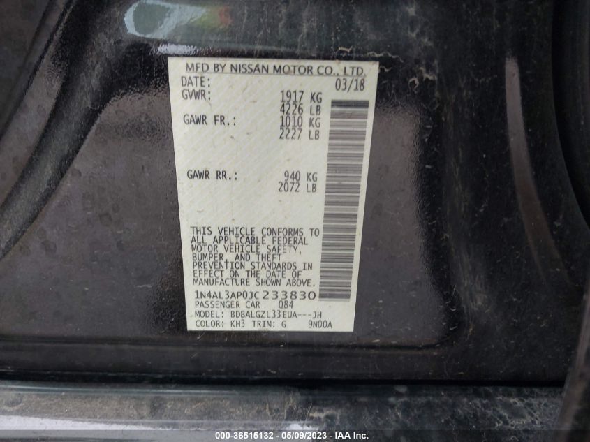 2018 NISSAN ALTIMA 2.5 S - 1N4AL3AP0JC233830
