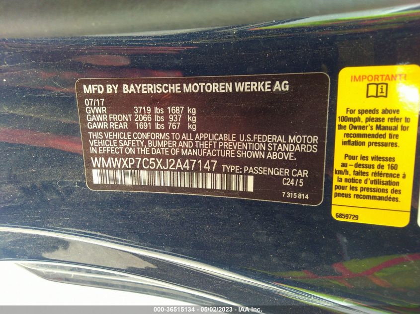 2018 MINI HARDTOP 2 DOOR COOPER S WMWXP7C5XJ2A47147