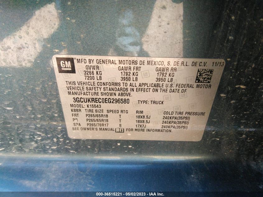2014 CHEVROLET SILVERADO 1500 LT - 3GCUKREC0EG296580