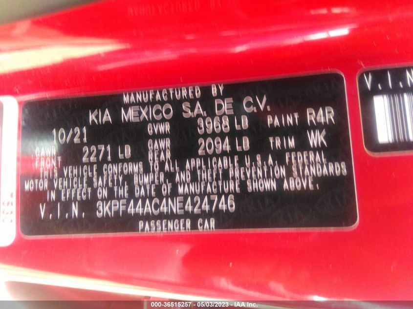2022 KIA FORTE GT - 3KPF44AC4NE424746