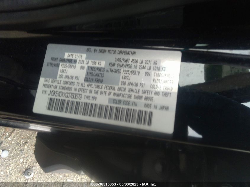 2016 MAZDA CX-5 GRAND TOURING - JM3KE4DYXG0760679