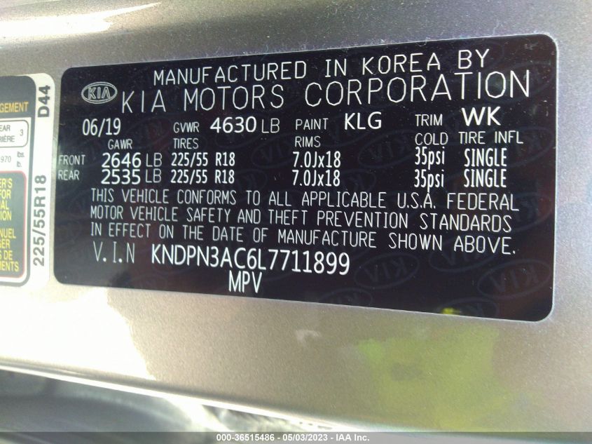 2020 KIA SPORTAGE EX - KNDPN3AC6L7711899