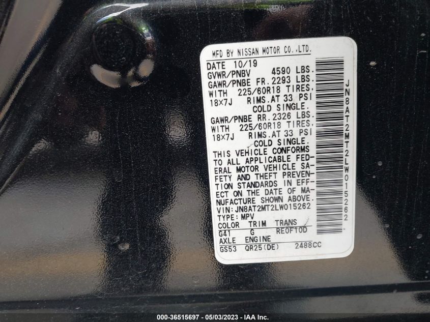 2020 NISSAN ROGUE SV - JN8AT2MT2LW015262