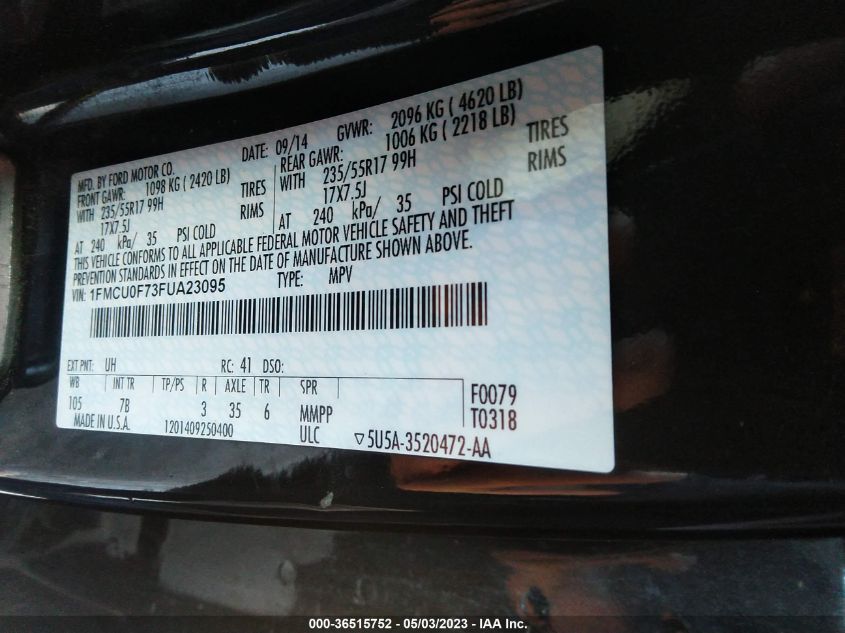 2015 FORD ESCAPE S - 1FMCU0F73FUA23095