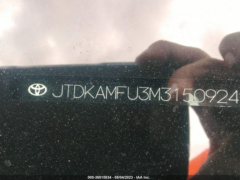 2021 TOYOTA PRIUS L - JTDKAMFU3M3150924