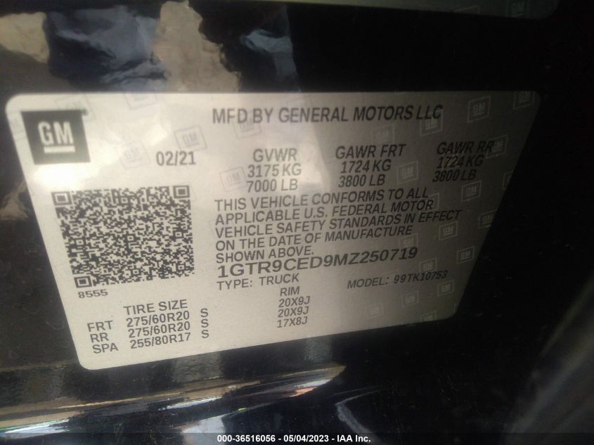 2021 GMC SIERRA 1500 ELEVATION - 1GTR9CED9MZ250719