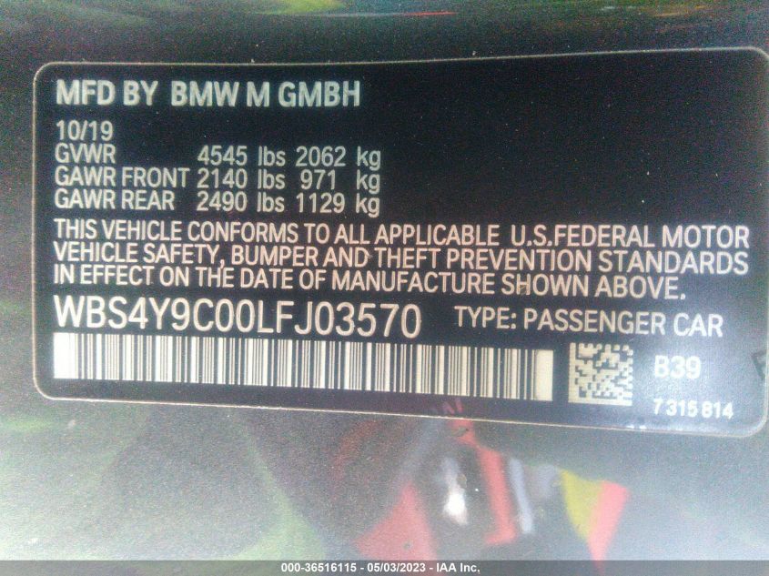 2020 BMW M4 - WBS4Y9C00LFJ03570