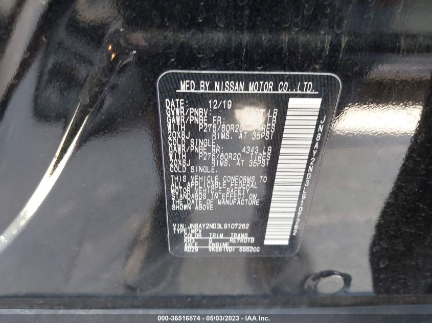 2020 NISSAN ARMADA SL - JN8AY2ND3L9107262