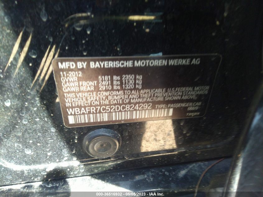 2013 BMW 5 SERIES 535I - WBAFR7C52DC824292