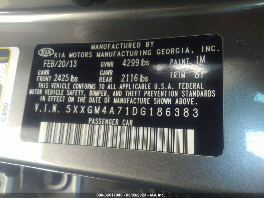 2013 KIA OPTIMA LX - 5XXGM4A71DG186383