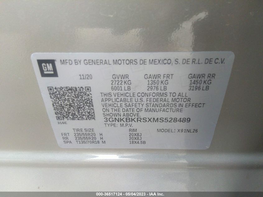 2021 CHEVROLET BLAZER RS - 3GNKBKRSXMS528489