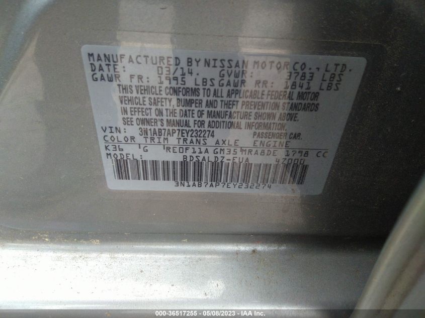 2014 NISSAN SENTRA SV - 3N1AB7AP7EY232274